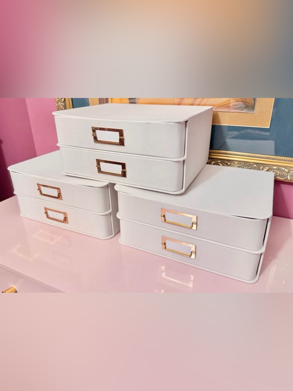 Brightroom White & Rose Gold Storage Box (3 Available)
